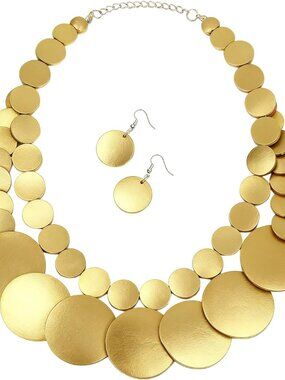 Chunky Wood Beaded Necklace Earrings Set African Tribal Collar Choker Necklace G